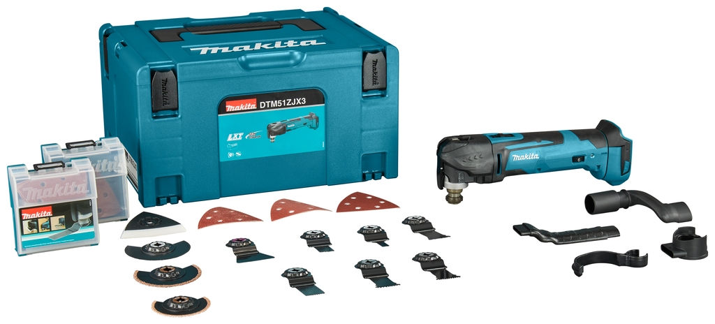 Makita DTM51ZJX3 Multiutensile 18V + Set di accessori senza batterie e caricabatterie