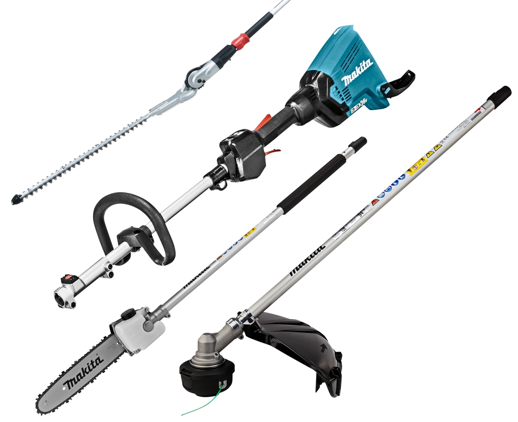 Makita DUX60ZX11 Accu Combi System con impugnatura a D 2 x 18V senza batterie e caricabatterie + decespugliatore, tagliasiepi e motosega