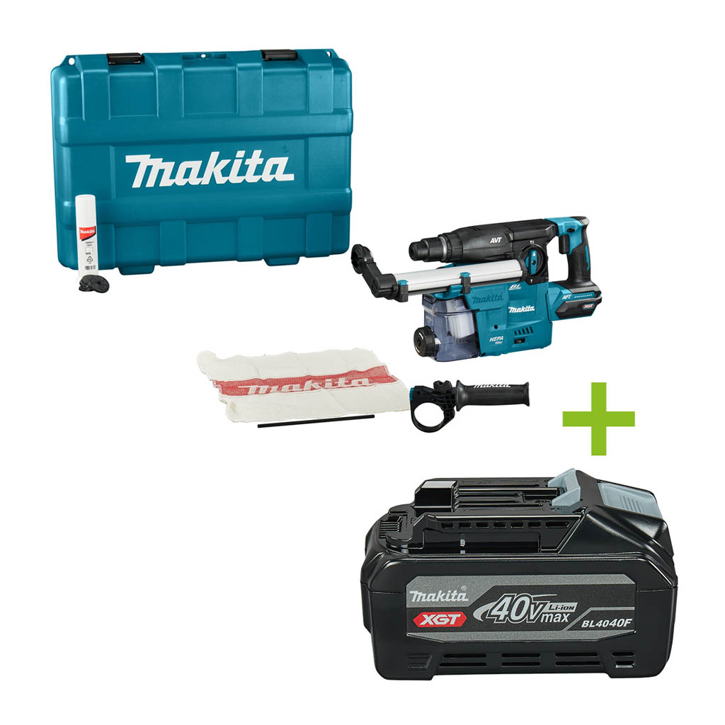 Makita HR008GZ03 Martello combinato SDS-Plus con aspirazione 40V Max senza batterie e caricabatterie in valigetta