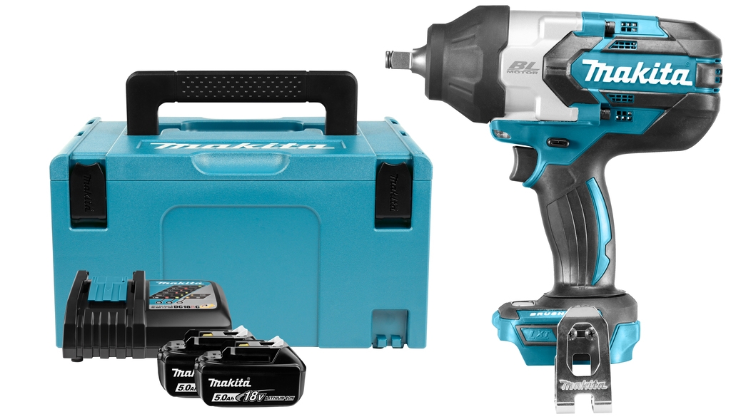 Makita DTW1002RTJ Chiave a impulsi 1/2" 1000Nm 18 Volt 5,0 AH Li-ion