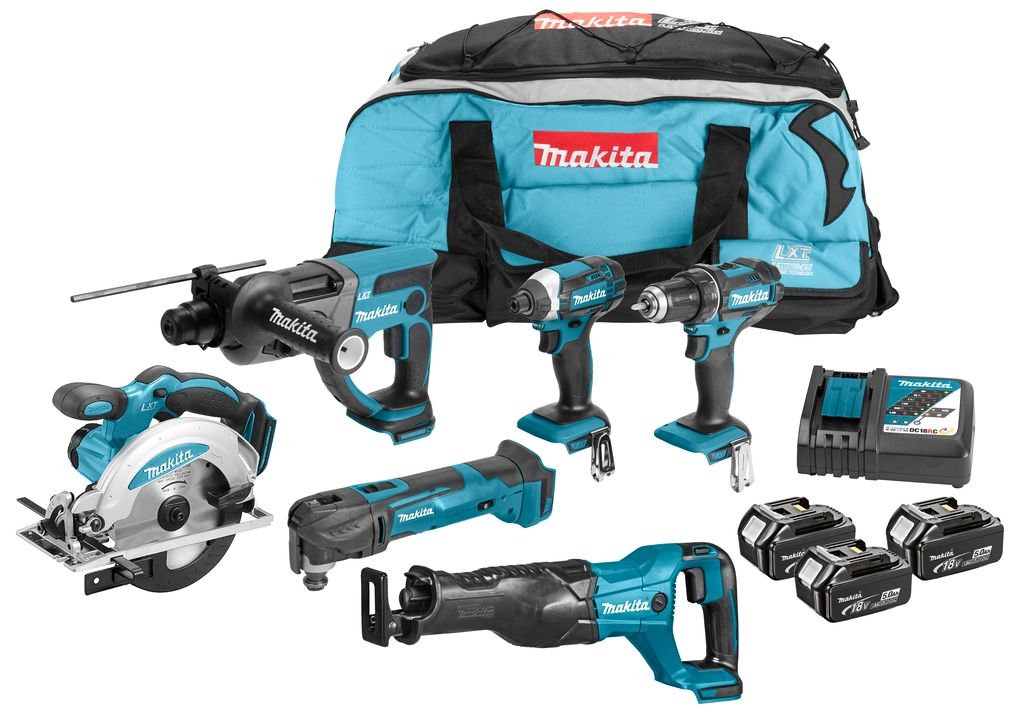 Makita DLX6038T Set combinato DDF482|DTD152|DHR202|DJR186|DSS610|DTM51 18 V 5,0 Ah agli ioni di litio