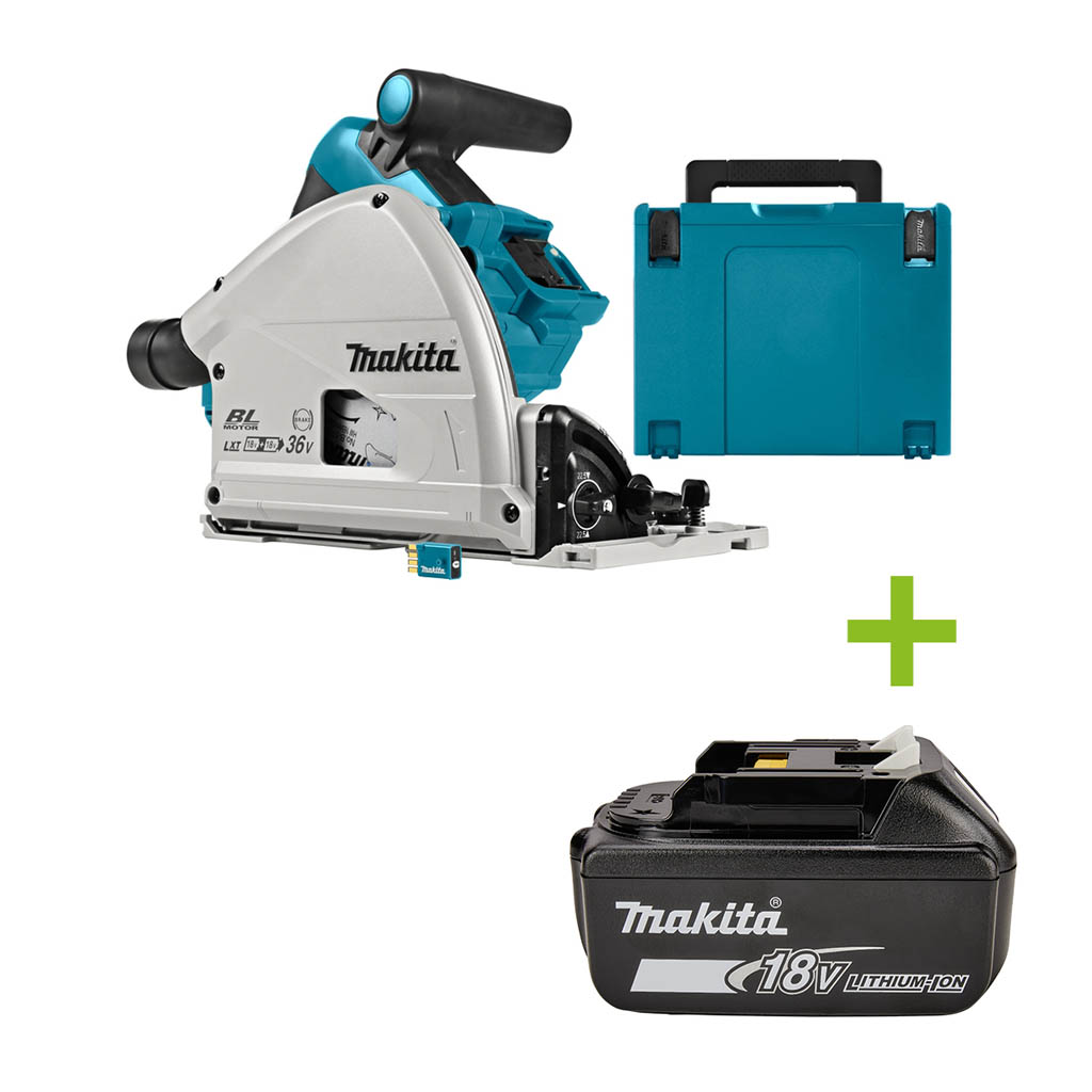 Makita DSP601ZJU Sega circolare Accu 165 mm 2 x 18 V con trasmettitore AWS senza batterie e caricabatterie