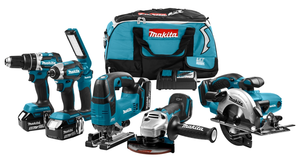 Makita DLX6082T Set combinato DHP484|DTD153|DGA504|DGA504|DJV182|DML801 18 V 5,0 Ah