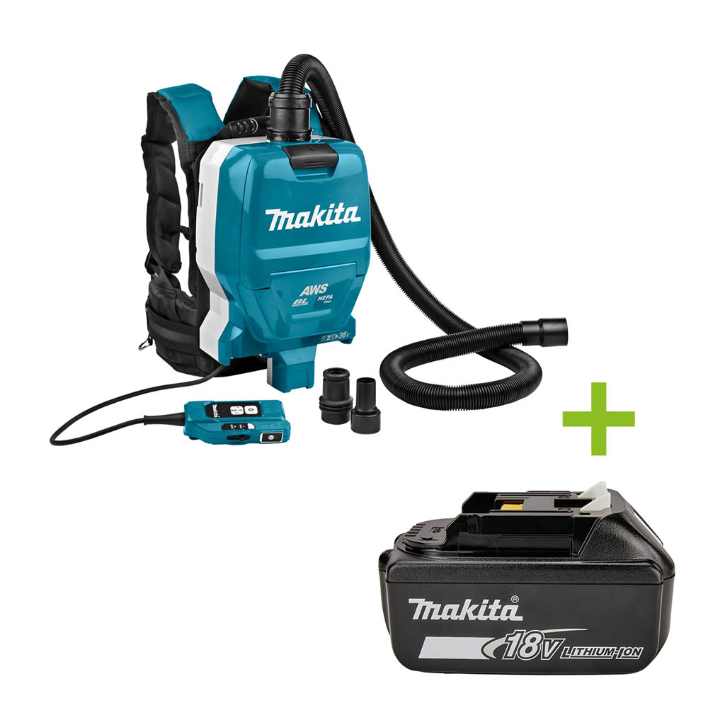 Makita DVC265ZXU Aspiratore a zaino AWS 2x18V senza batterie e caricabatterie