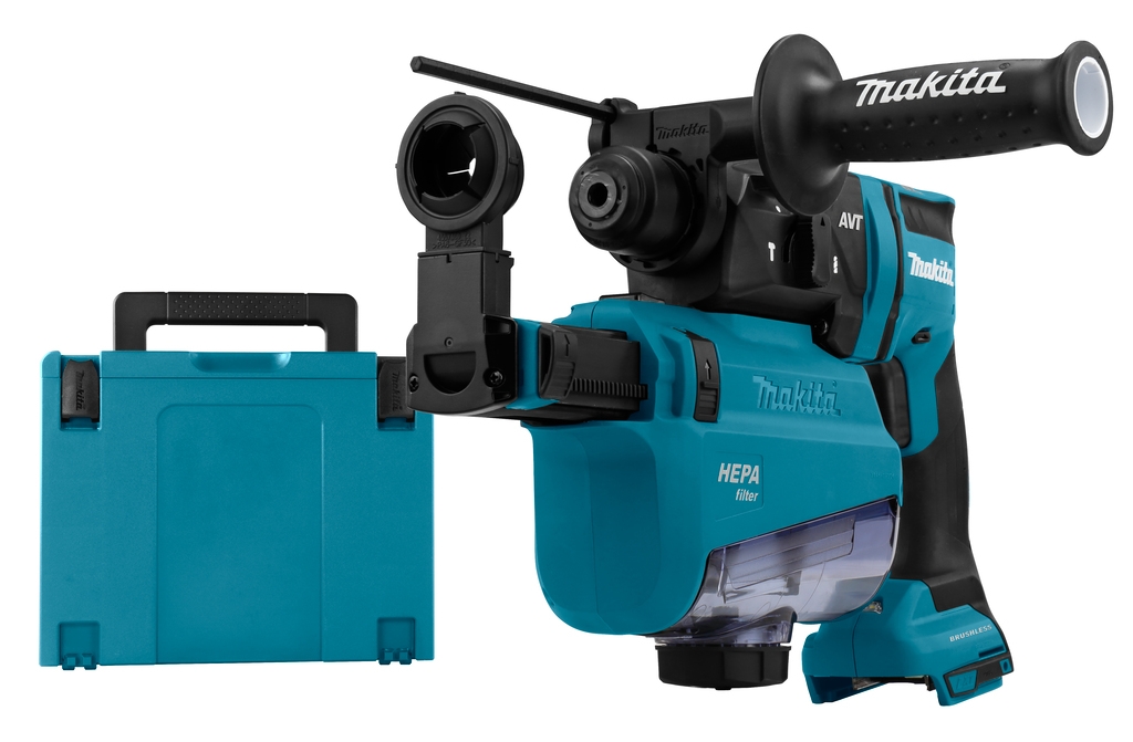 Makita DHR182ZWJU Martello combinato 18 Volt senza batterie e caricabatterie + con aspiratore e trasmettitore AWS