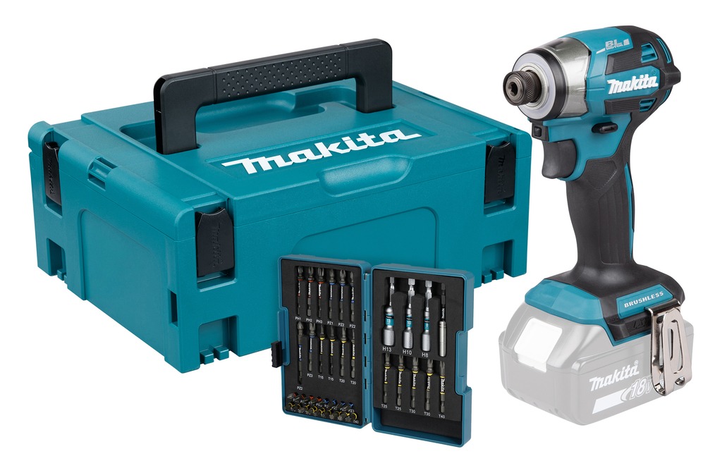 Makita DTD173ZJX2 Avvitatore a percussione a batteria LXT 18V senza batteria e caricabatterie in Mbox + set di bit Impact Premier