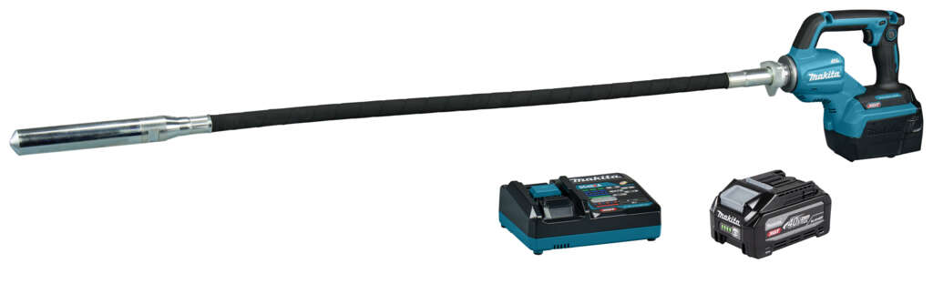 Makita VR004GU101 XGT 40V Max: vibratore per calcestruzzo a batteria da 1200 mm, con 1 batteria da 40V 4,0Ah e caricabatterie rapido in confezione