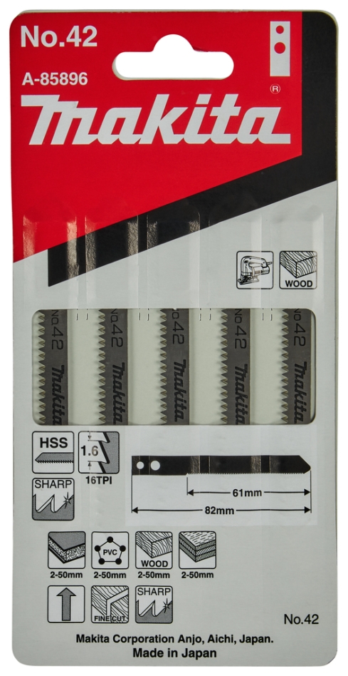 Makita Accessori A-85896 Lama per seghetto alternativo NO42 5 pezzi