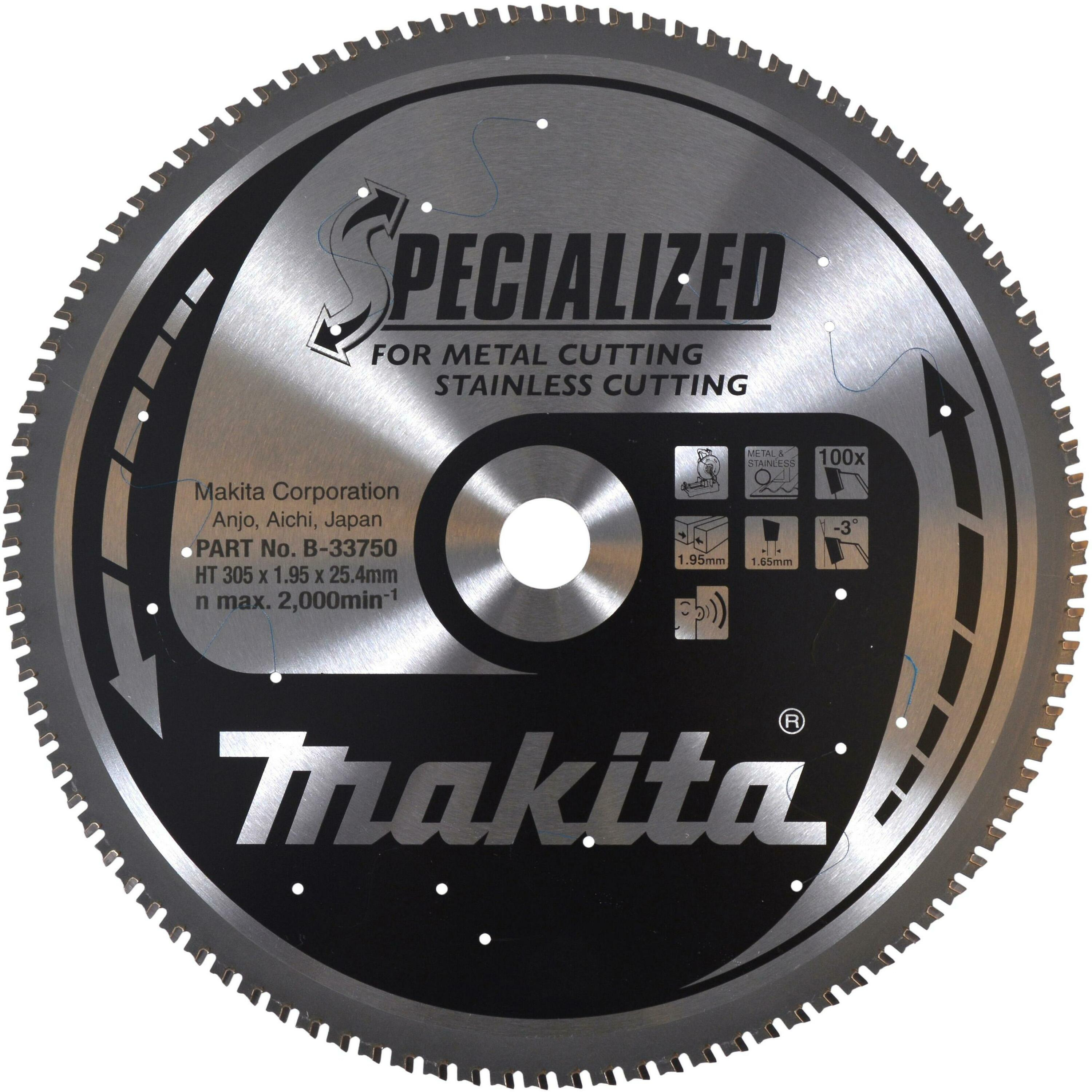 Makita Accessori B-33750 Lama per sega circolare HM per metallo 305x1,9x25 100T