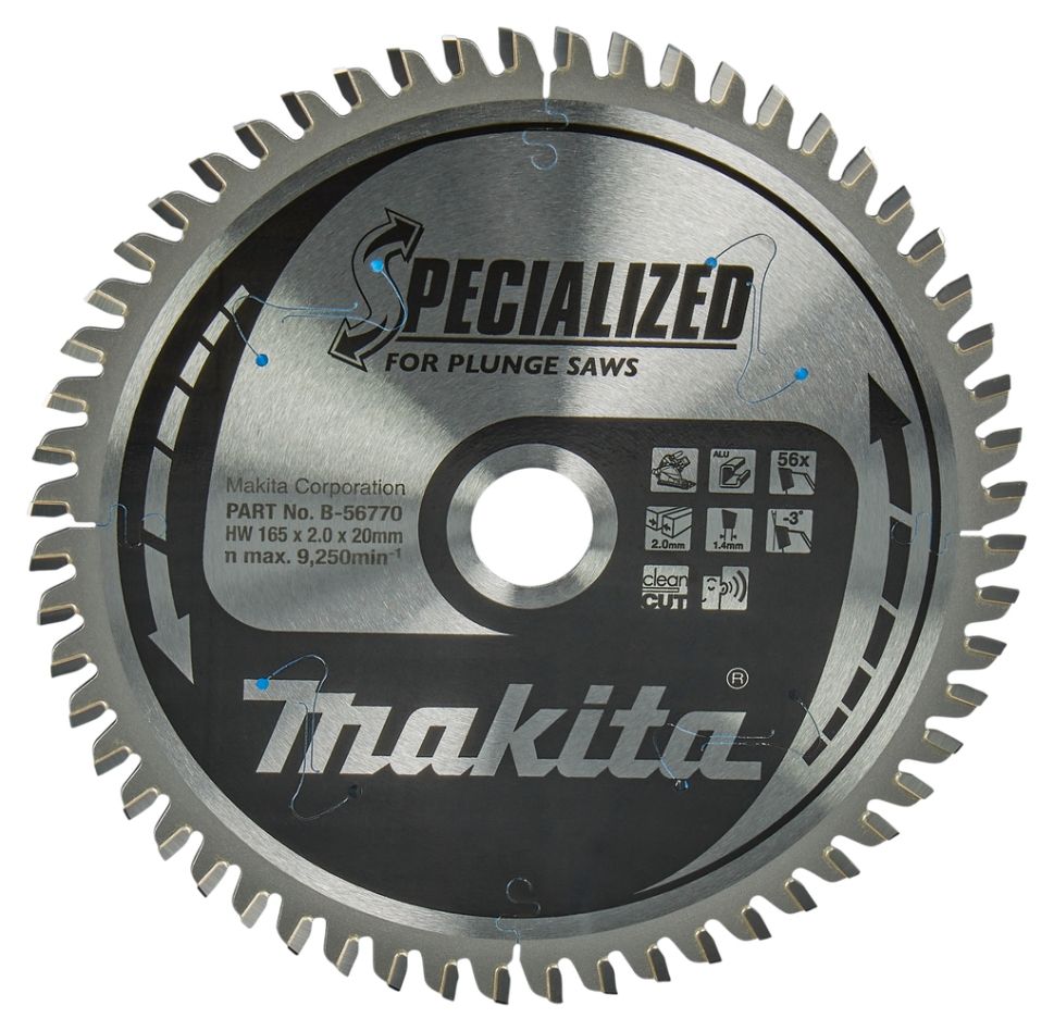 Makita Accessori B-56770 Lama specializzata HM 165 x 20 x 56T spessore 1,40 mm