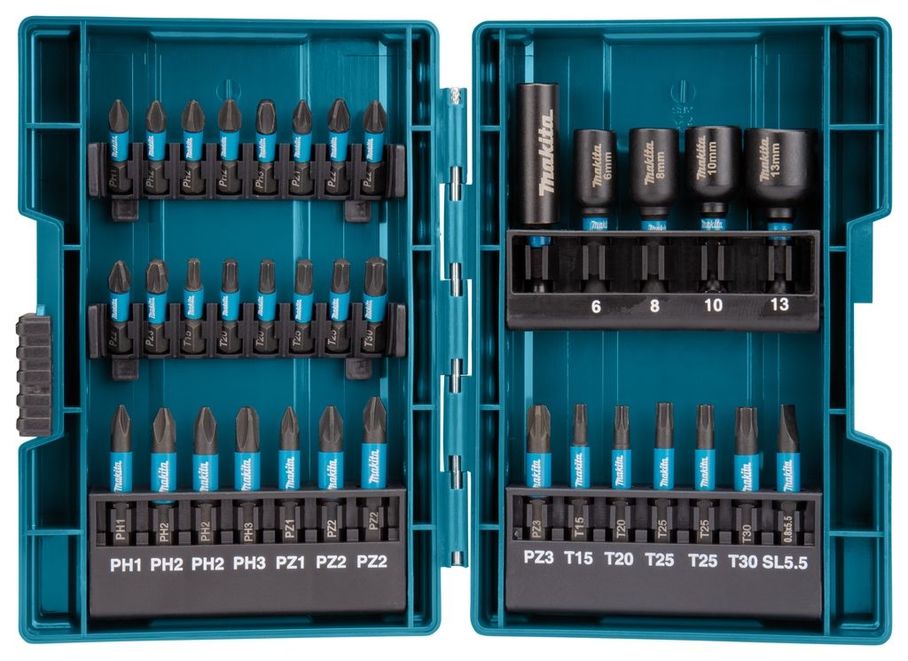 Makita Accessori B-66880 Set di bit per viti a percussione da 35 pezzi X Impact Black