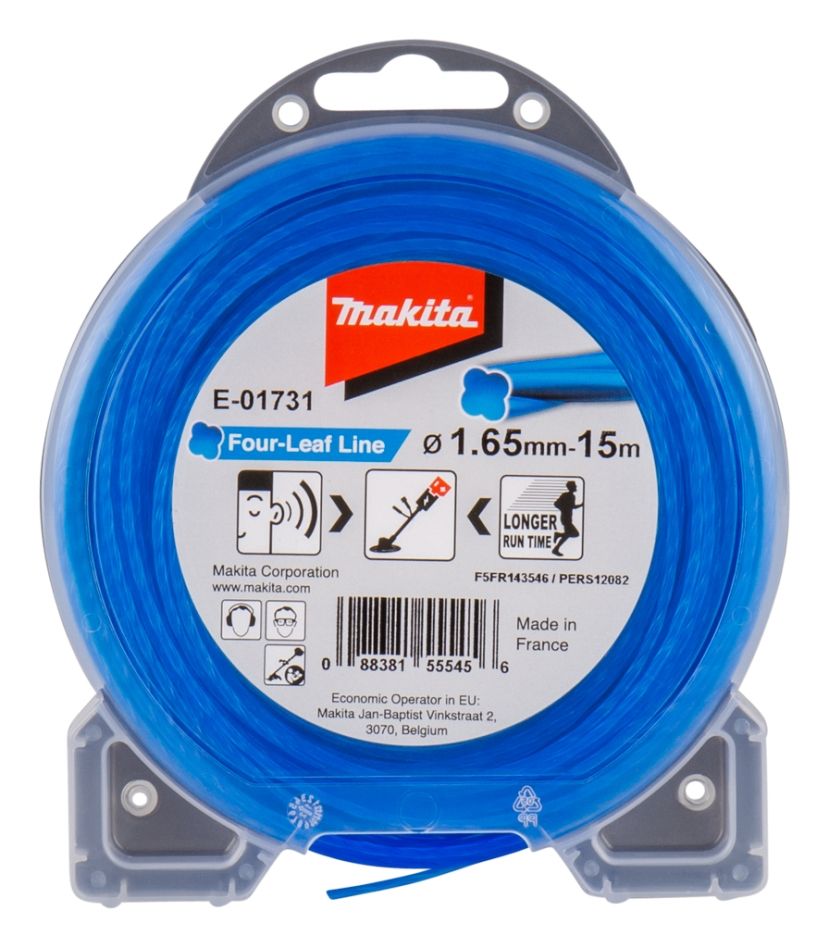 Makita Accessori E-01731 Filo da taglio blu 1,65 mm x 15 mtr per decespugliatori