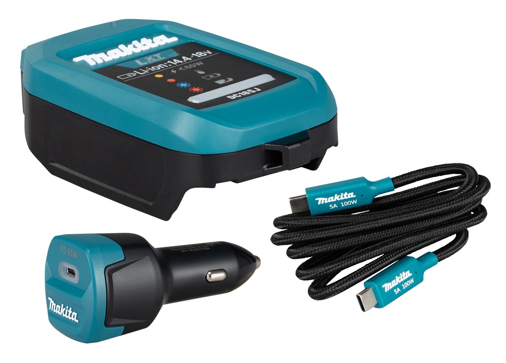 Makita Accessori 1915U4-1 Set di caricabatterie LXT DC18SJ USB-C + adattatore per auto 12-24V