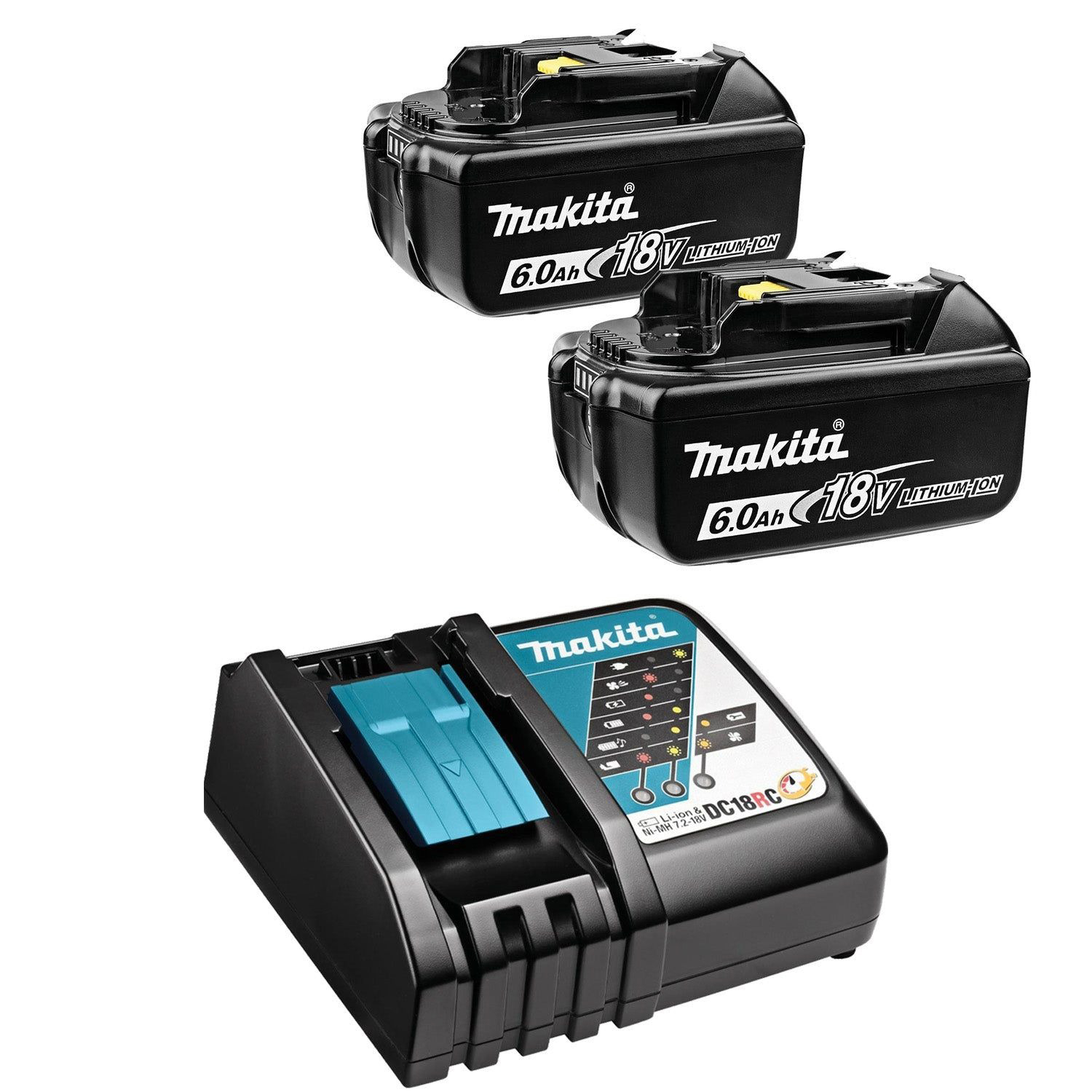 Makita Accessori DC18BL1860 Kit di avvio con batteria 18 V DC18RC + 2xBL1860B 