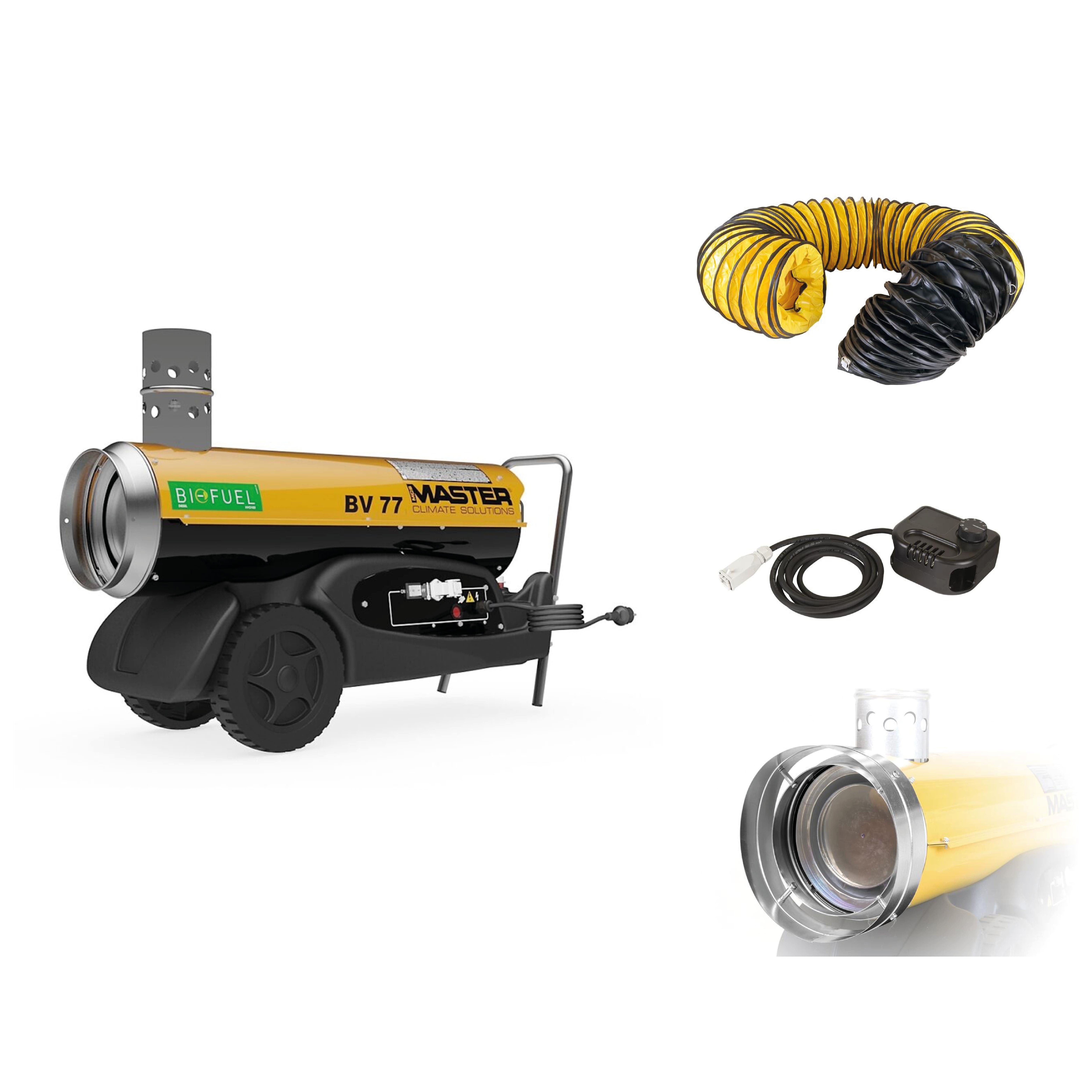 Master 4013.210S BV77E Set Riscaldatore a fuoco indiretto 20kW + tubo flessibile da 3 m + connettore + termostato