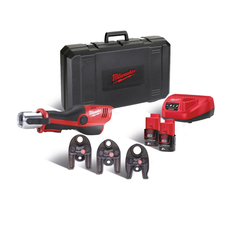 Milwaukee 4933443105 Set di punzoni idraulici a batteria M12 HPT-202C TH-SET subcompatto 2x batteria da 2,0Ah e caricabatterie in valigetta