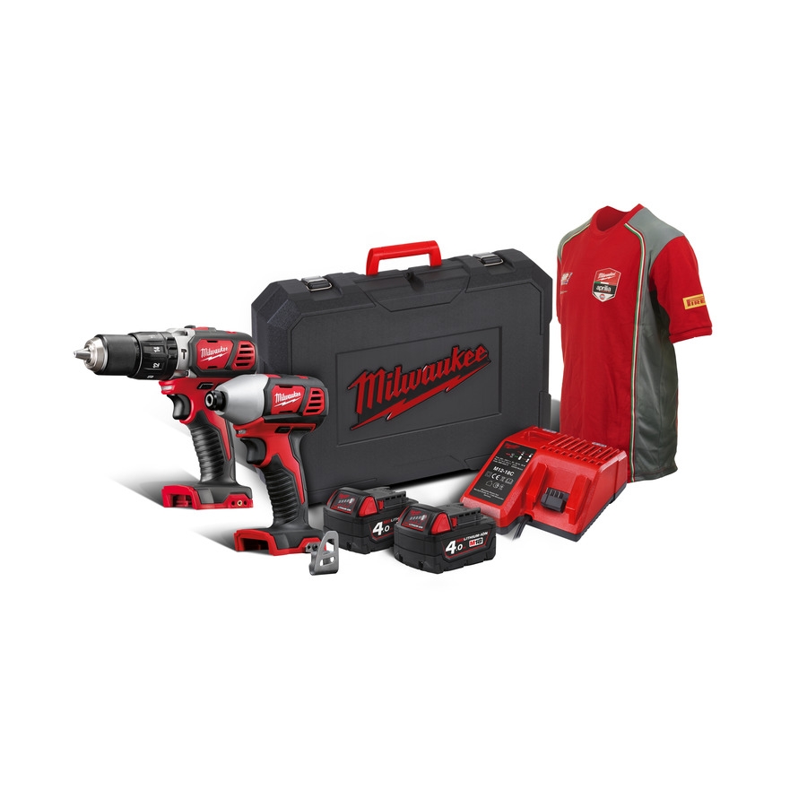 Milwaukee 4933443552 M18 BPP2C-402C Powerpack 18V 4,0Ah Li-Ion - Trapano a percussione M18BPD + avvitatore M18BID