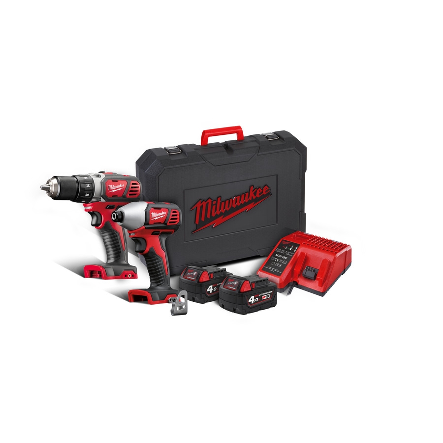 Milwaukee 4933447126 Set combinato M18 BPP2D-402C Trapano M18BDD + trapano a percussione M18BID 18V 4,0Ah Li-Ion