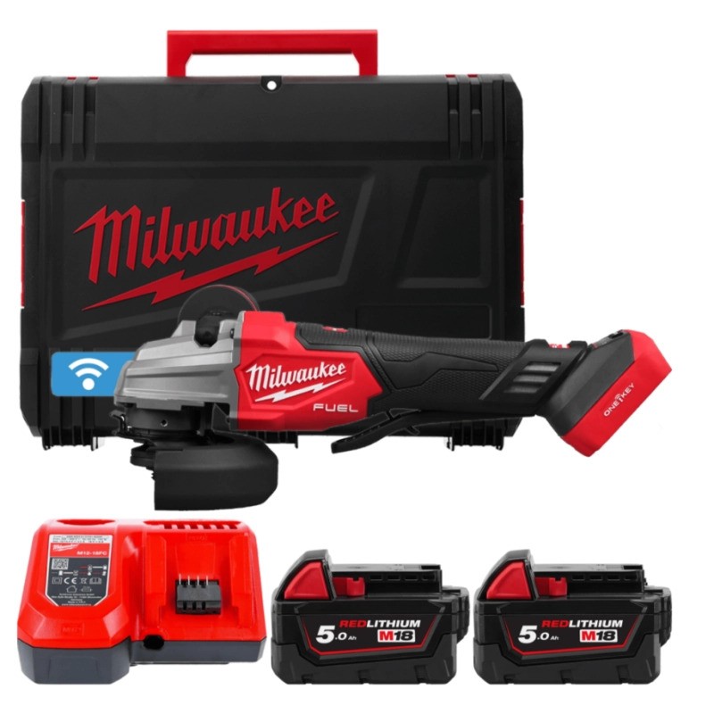 Milwaukee 4933493553 M18 FSAGSVO125X-502X Smerigliatrice angolare di sicurezza 125 mm a velocità variabile 18V 5,0Ah
