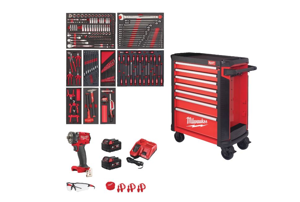 Milwaukee 4932493817 TOOLGUARD Carrello riempito 30" /78 cm Carrello portautensili in acciaio a 7 strati 246 pezzi