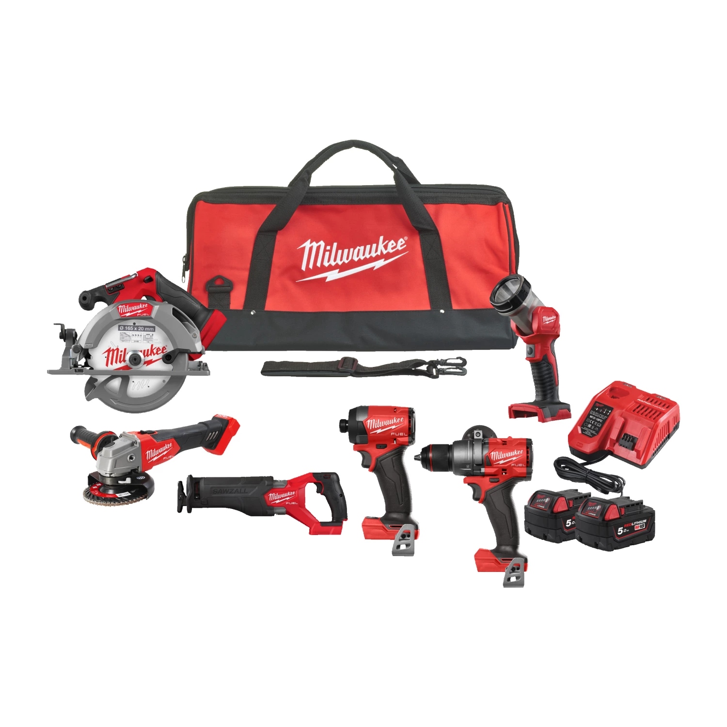 Milwaukee 4933498658 M18 FPP6G3-502B M18 FUEL&trade; Powerpack 6 macchine 18V 5.0Ah Li-Ion in borsa 4933480874