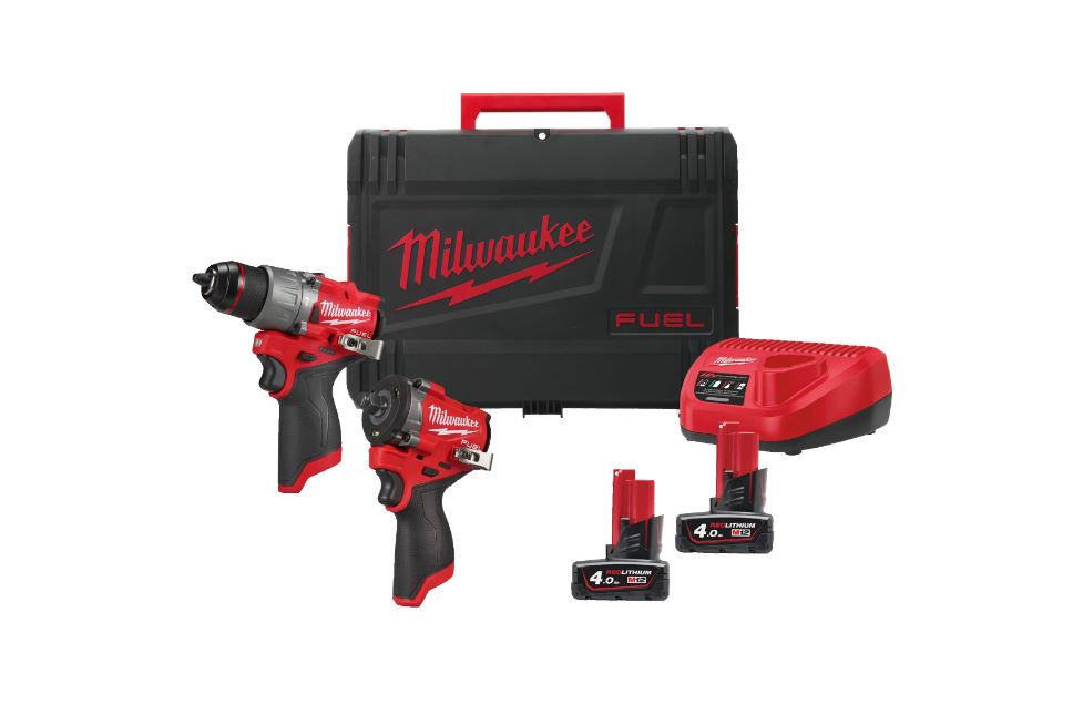 Milwaukee 4933498741 Powerpack M12 FPP2X2-402X Trapano a percussione M12 FPD2 + Avvitatore a percussione M12 FCIWF12 ½" 12V 4.0Ah in HD Box 4933498741