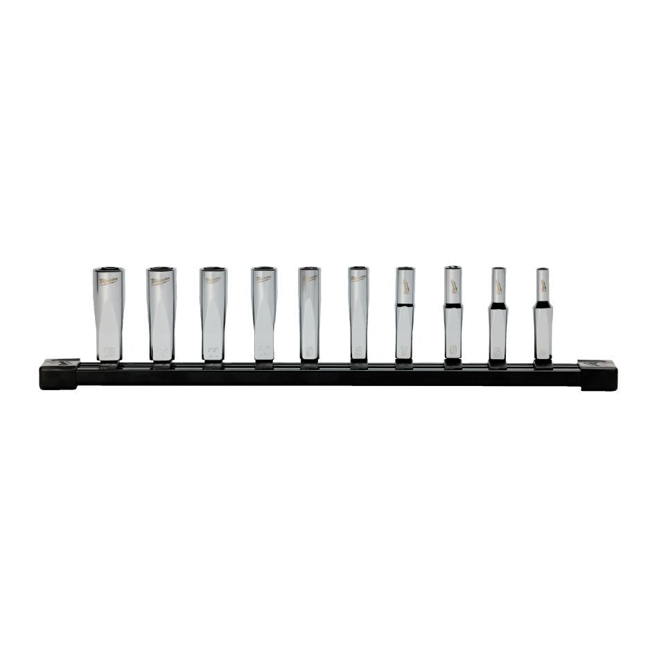 Milwaukee 4932501801 Set di bussole da 1/4&Prime;, metriche, con guida di stoccaggio, 10 pezzi