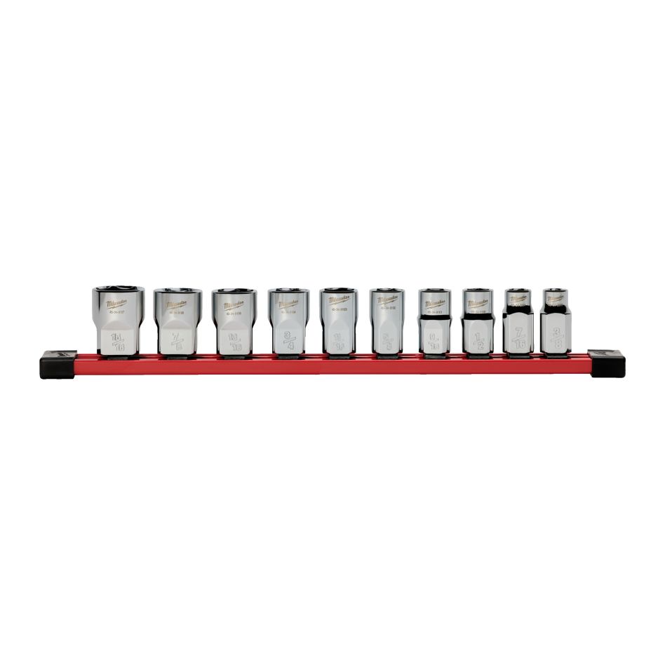 Milwaukee 4932501806 Set di chiavi a bussola da 1/2&Prime; standard SAE con guida di stoccaggio, 10 pezzi