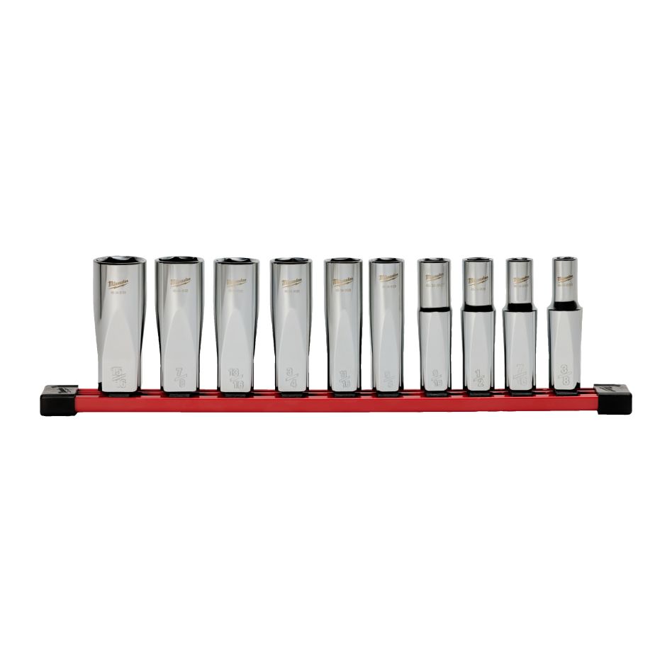 Milwaukee 4932501807 Set di bussole da 1/2&Prime;, SAE, con guida di stoccaggio, 10 pezzi