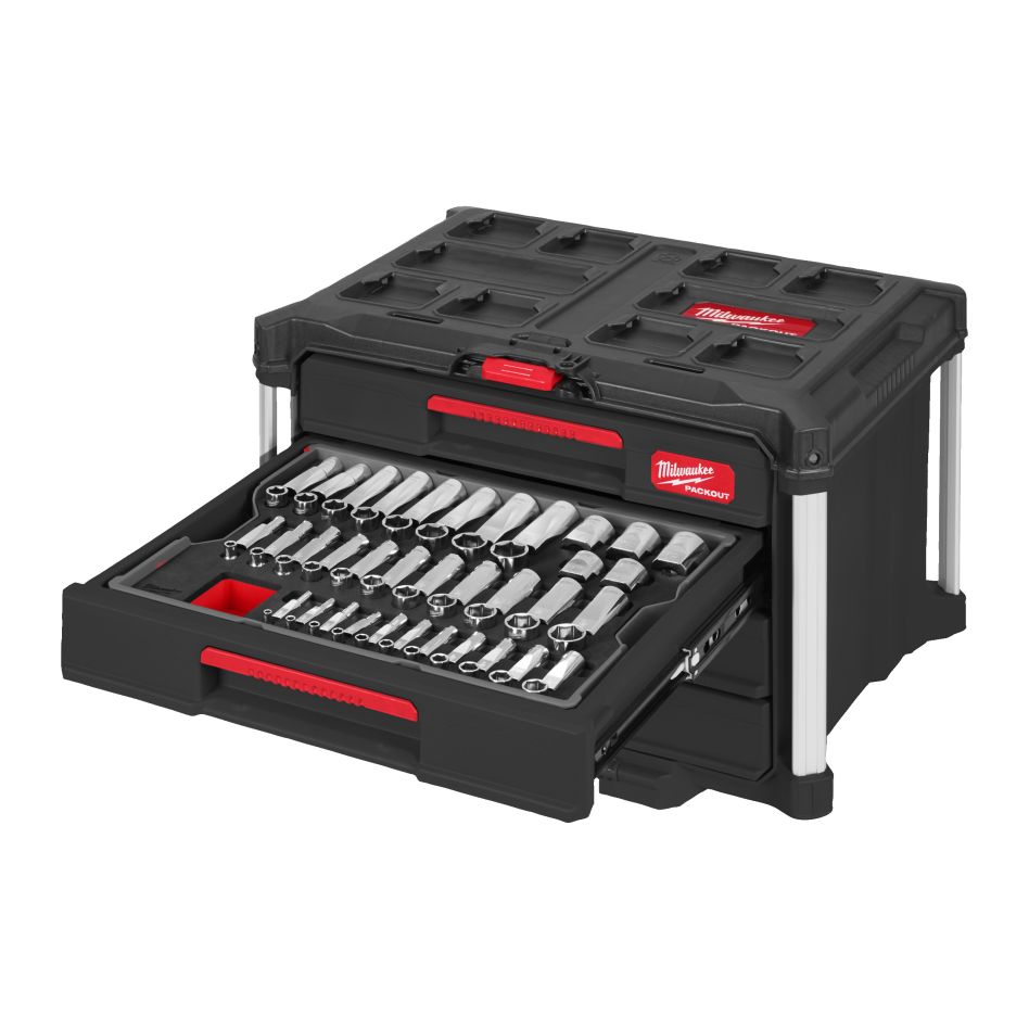 Milwaukee 4932501864 Set di cricchetti e bussole da 1/4, 3/8 e 1/2 di pollice in PACKOUT 244 pezzi