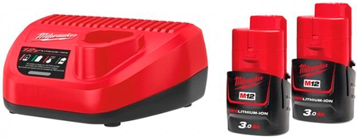 Milwaukee Accessori 4933451902 M12 NRG-302 M12™ NRG pack - 2 batterie 12V 3.0Ah + caricatore C12C