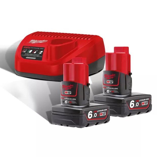 Milwaukee Accessori 4933451903 M12 NRG-602 M12™ NRG pack - 2 batterie 12V 6.0Ah + caricatore C12C 4933451903