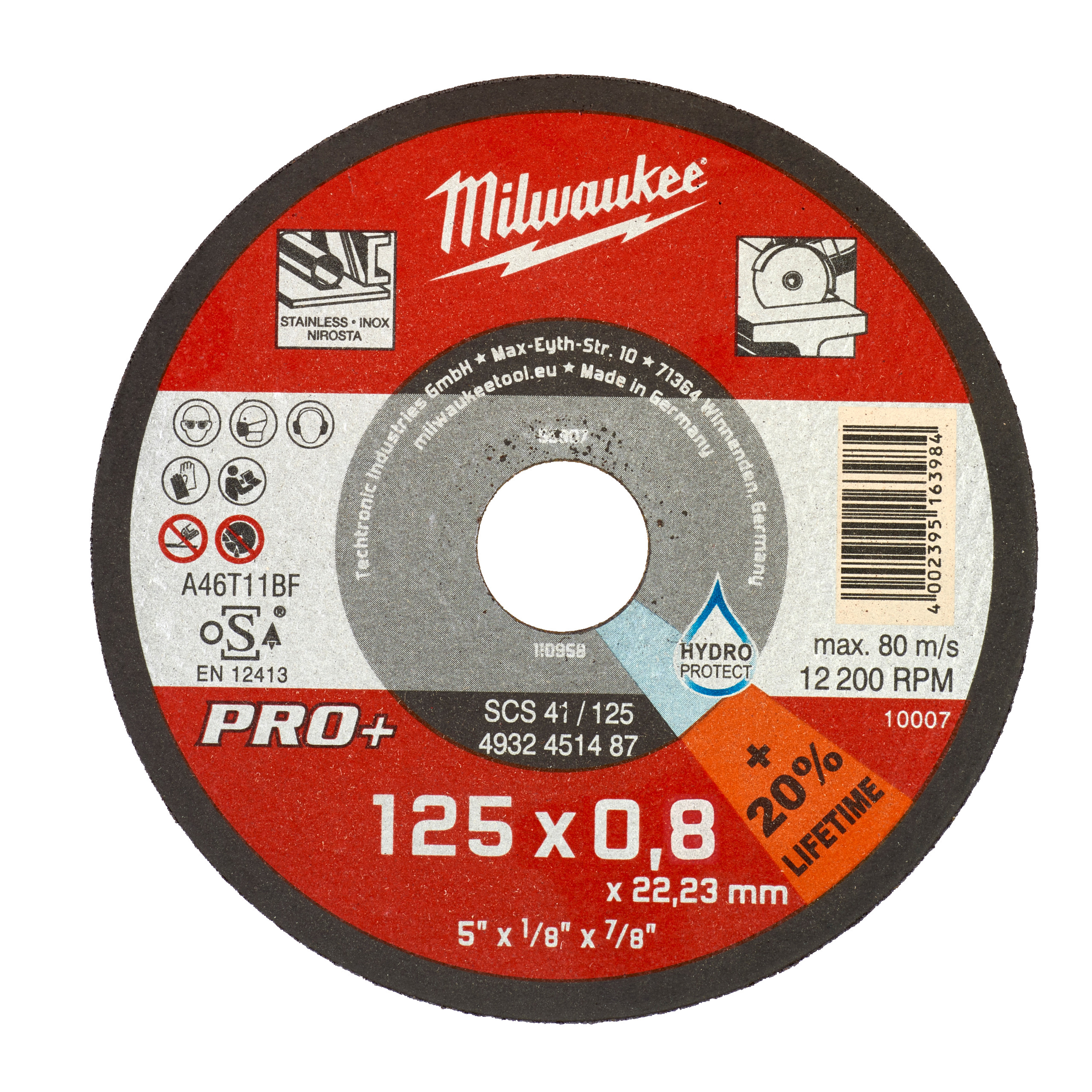 Milwaukee Accessori 4932498201 Dischi da taglio per metalli sottili PRO+ SCS 42 / 125 x 0,8x 22 mm - 1 pz.