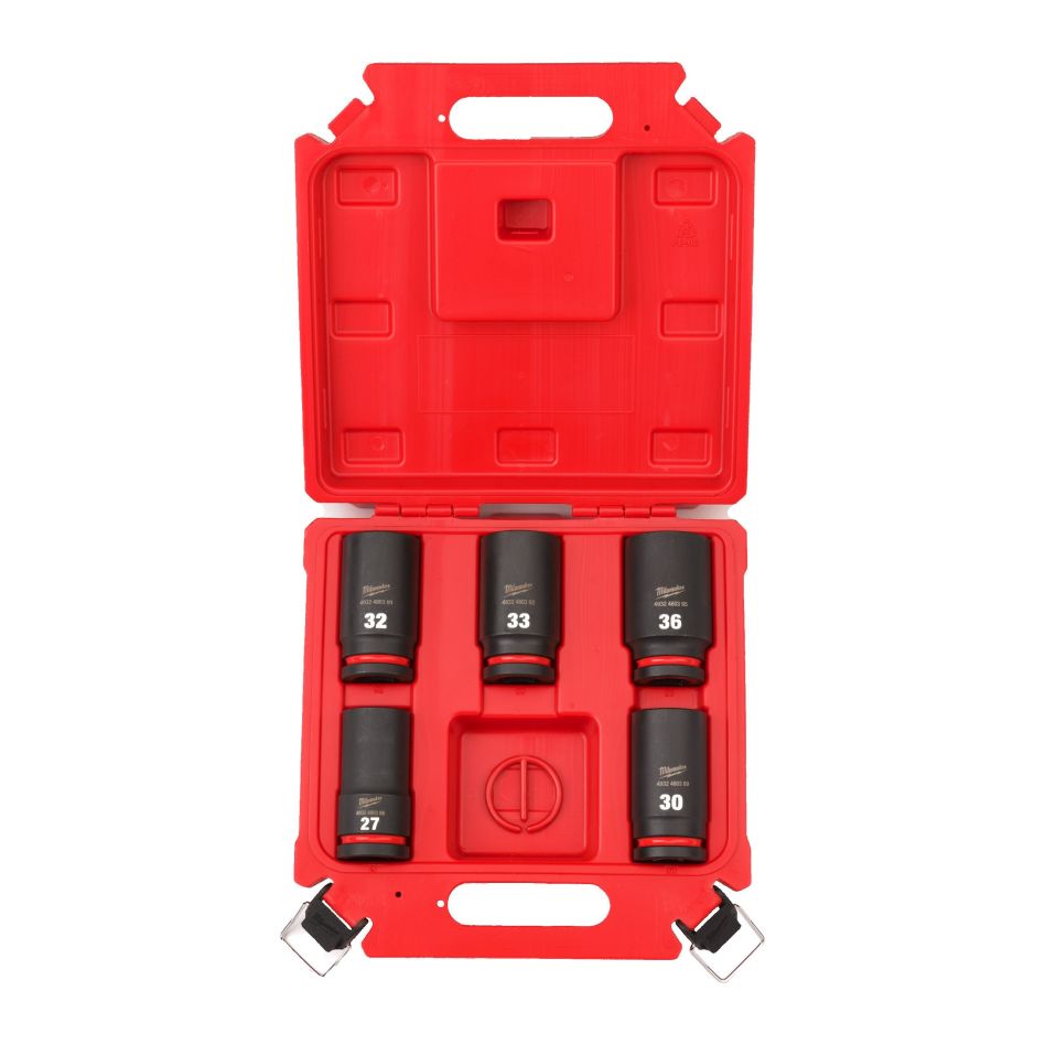 Milwaukee Accessori 4932498750 SHOCKWAVE Set di bussole 3/4 profonde 27,30,32,33,36 mm