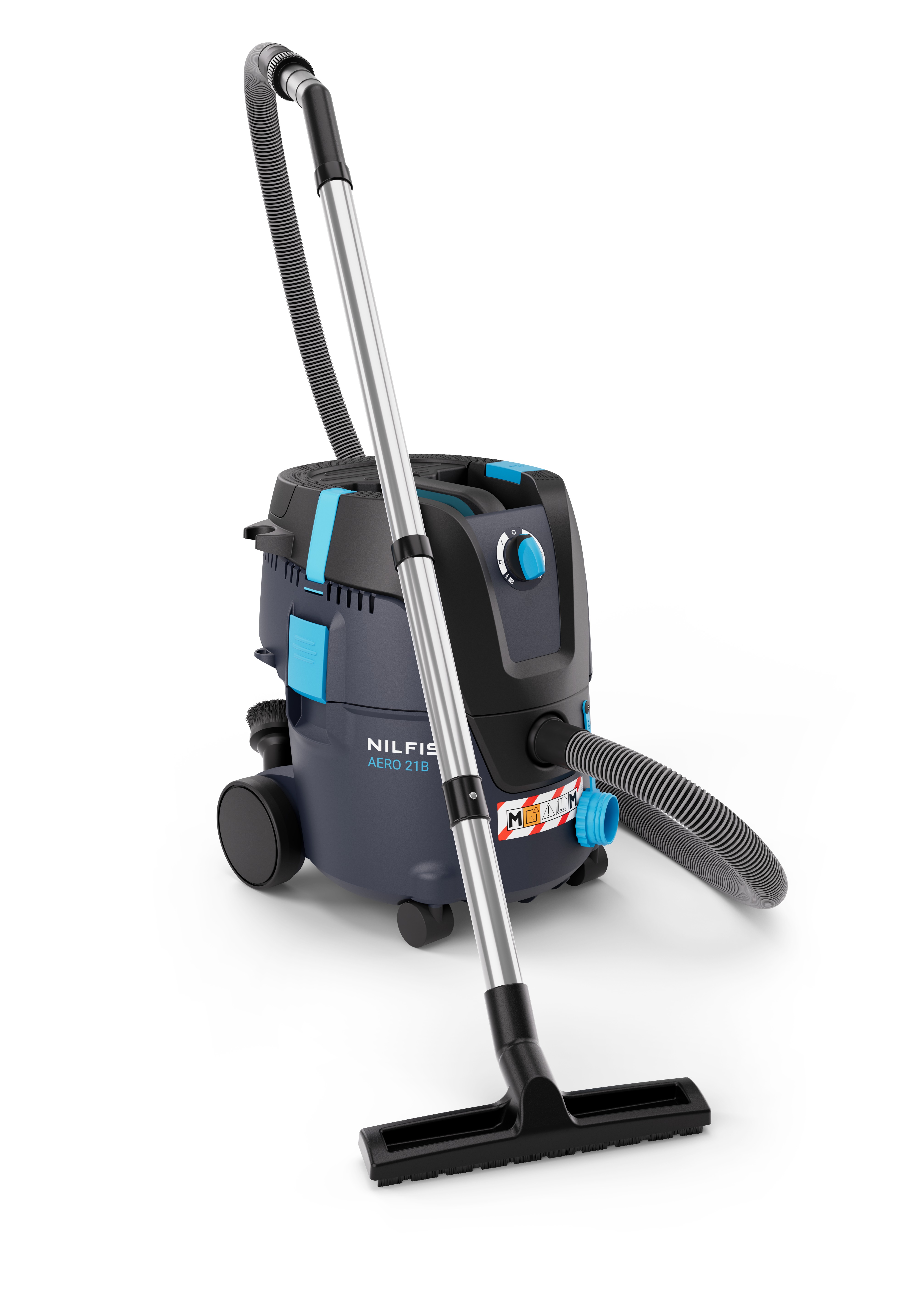 Nilfisk 107419701 AERO 21B-W0M PCBP Aspirapolvere a batteria 36V 160W con 1x 6Ah, caricabatteria, telecomando e sistema start-stop