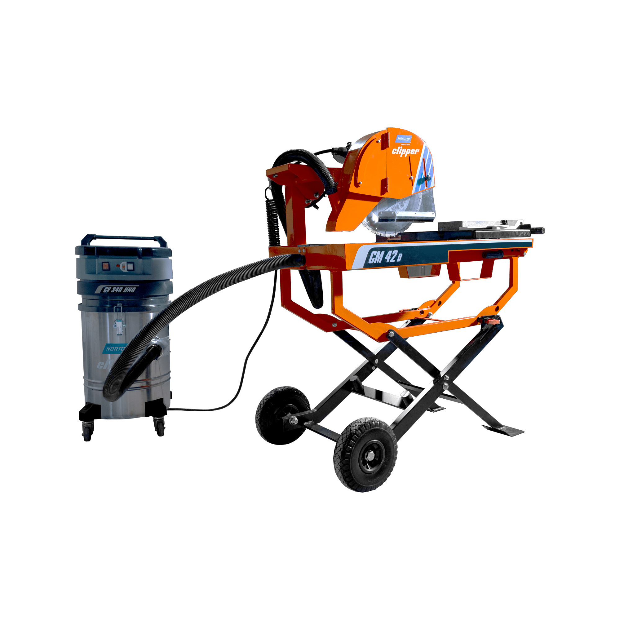 Norton Clipper 70184633841 CM42 D Sega per muratura 230V + CV 340 UNI Aspiratore e Pro UNI Silencio Dry Lama diamantata 400 mm
