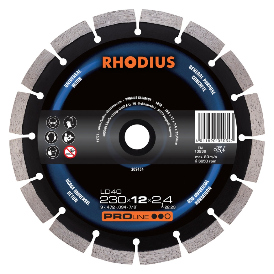 Rhodius 302454 LD40 Disco da taglio diamantato 230 mm