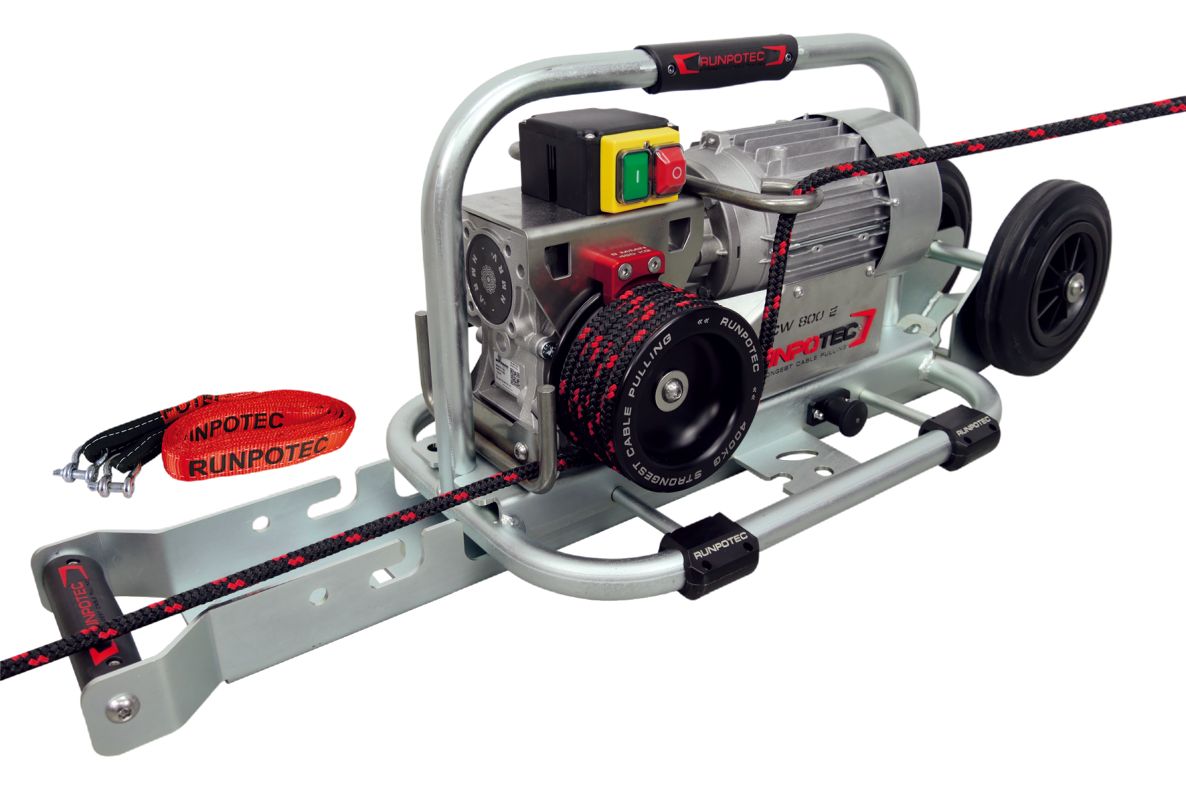 Runpotec 10138 Argano CW 800E incl. carrello e cinghia di ancoraggio