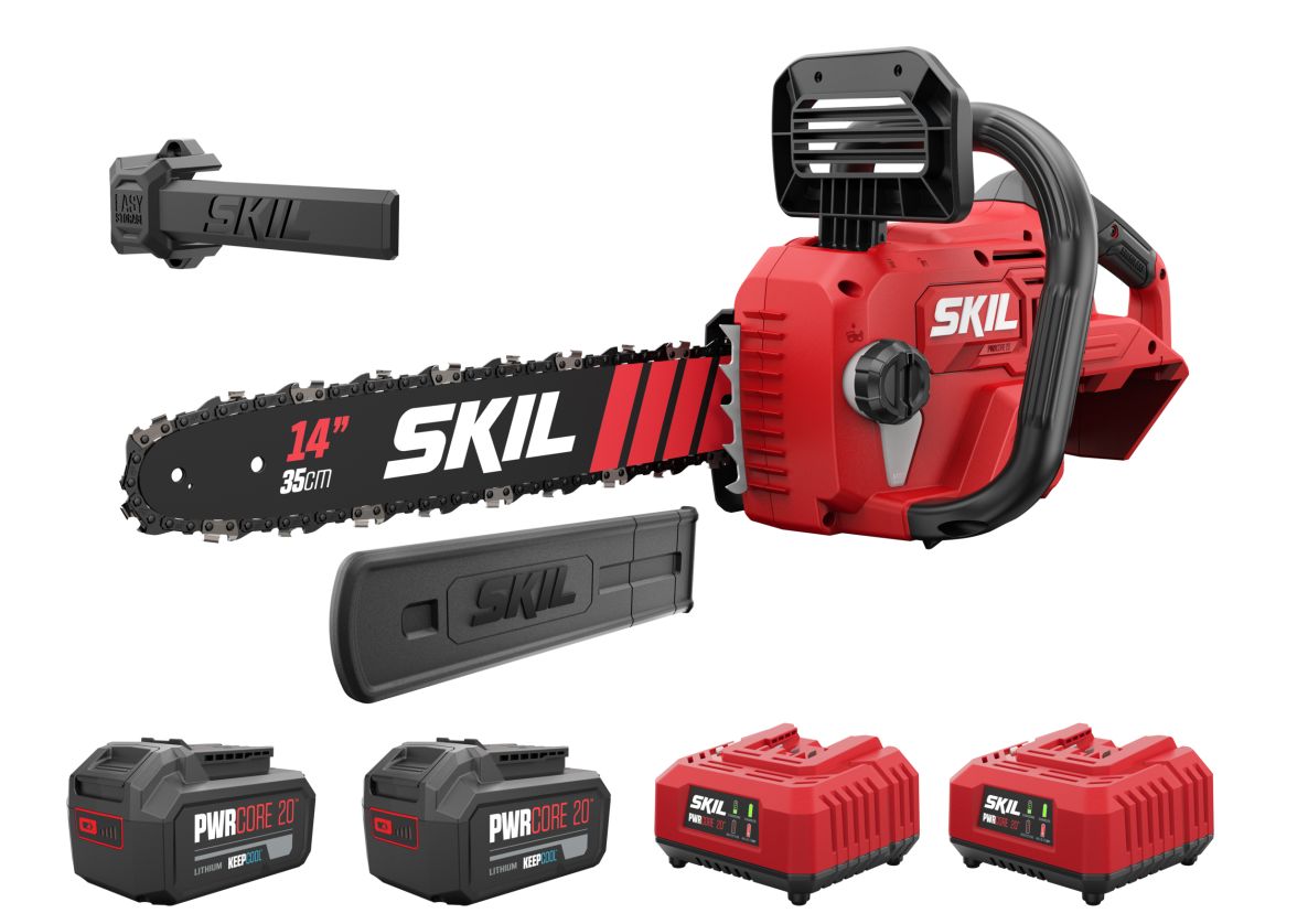 SKIL GS1E0541BA Motosega Accu 35cm senza spazzole 2x 20V 4.0Ah batteria e caricabatterie in confezione
