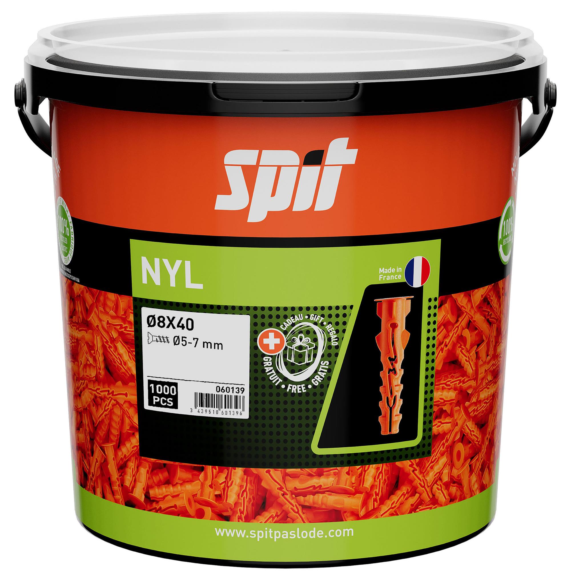 Spit 060139 Tappo universale in nylon con collare D8x40 1000 pezzi in secchio