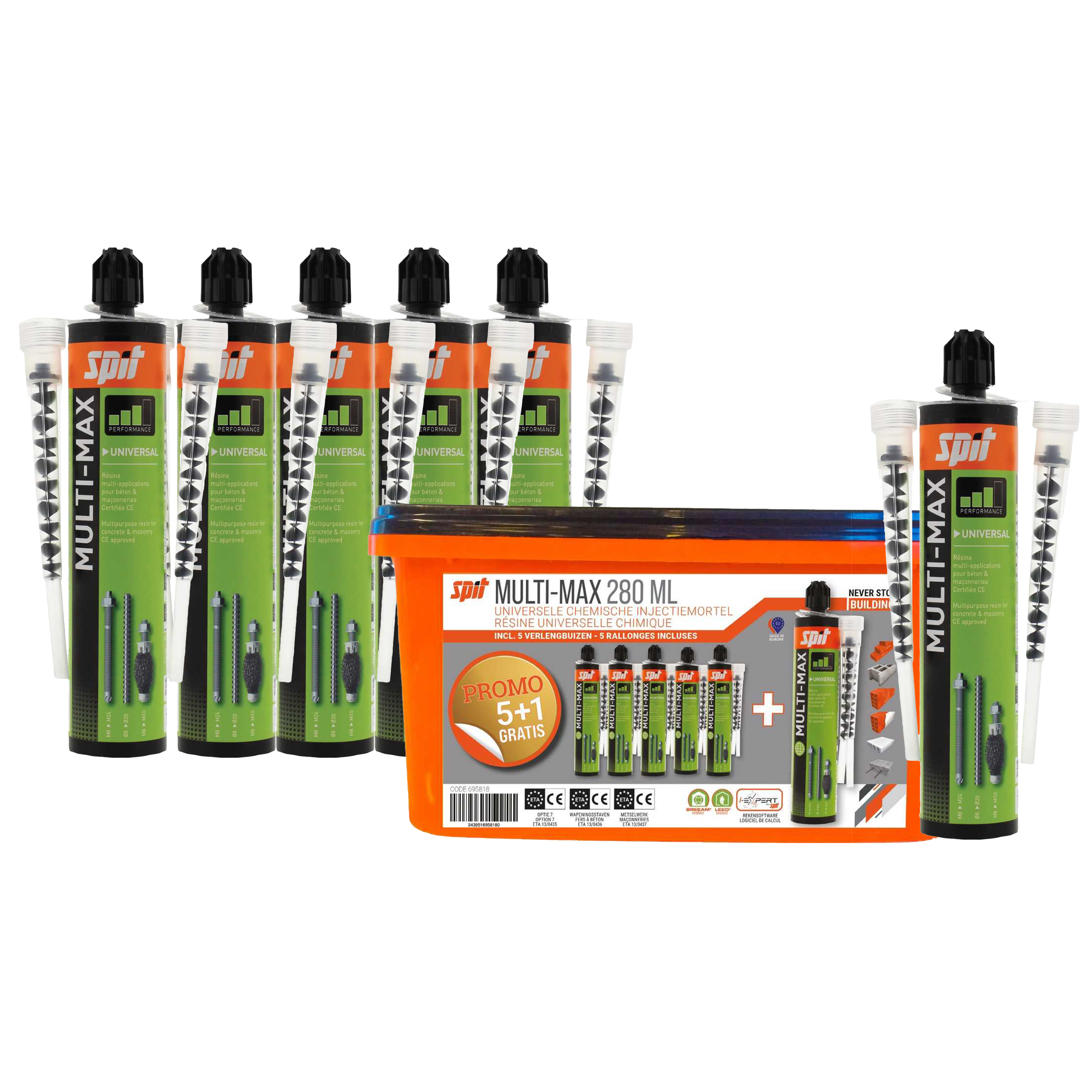 Spit Fissaggi 695818 Multimax 280 ML ancoraggio chimico 5+1 in benna