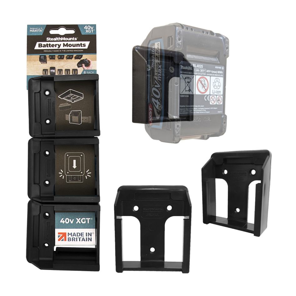StealthMounts BM-MK40-BLK-6 Portabatterie neri per Makita 40v XGT (6 pezzi)