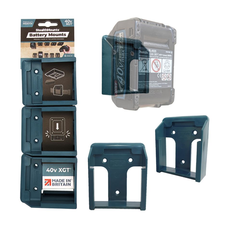 StealthMounts BM-MK40-BLU-6 Portabatterie blu per Makita 40v XGT (6 set)