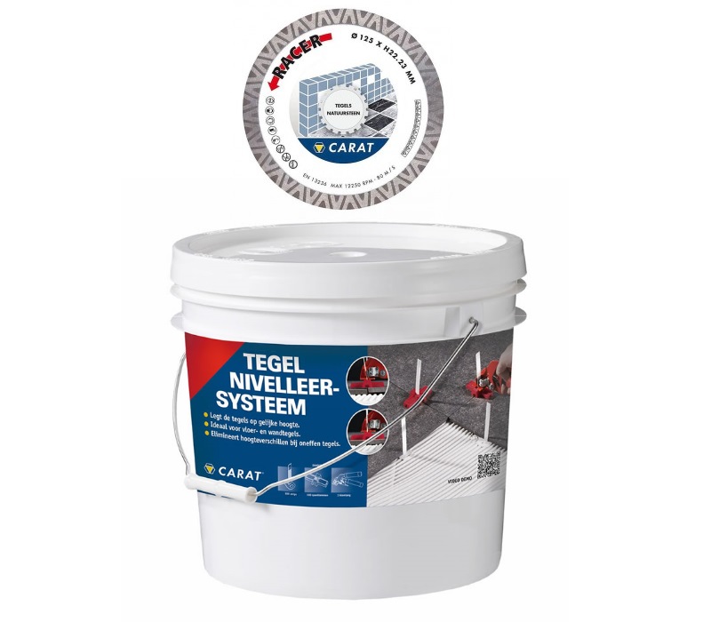 Carat Tegelzetters toolkit 1 Racer Lama diamantata 125 mm + Set di livellamento